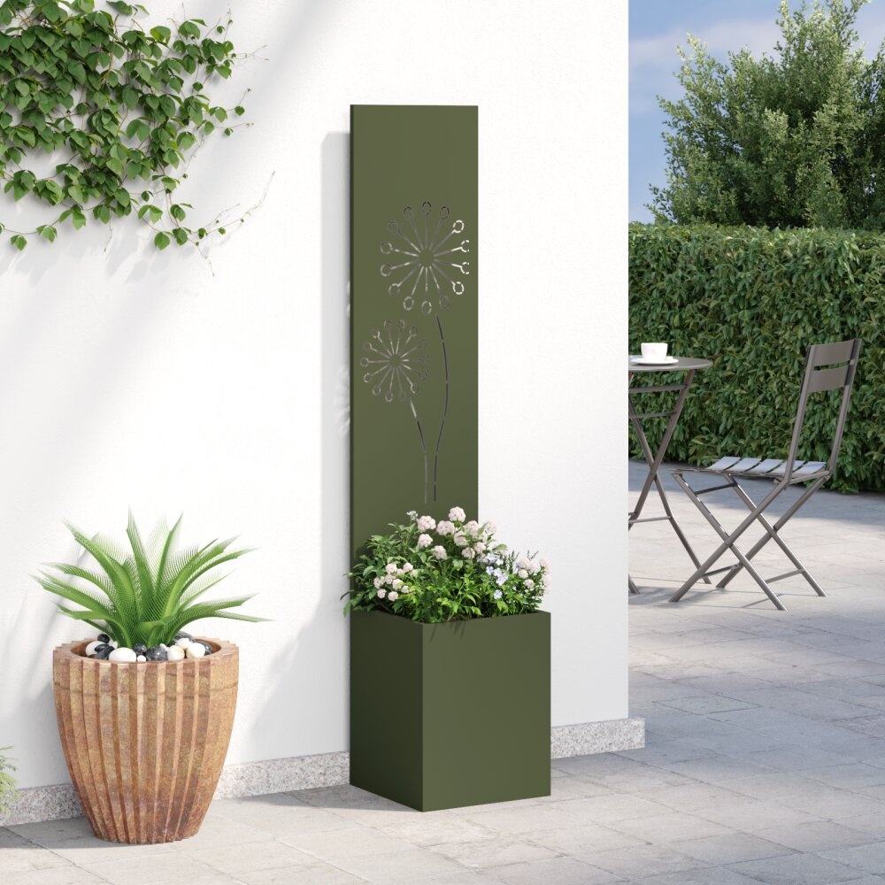 VidaXL Tuinplant met Decoratief Paneel Olijfgroen 32 x 140 cm