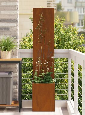 VidaXL Tuinplant met Decoratief Paneel Roestig 32 x 140 cm Cortenstaal