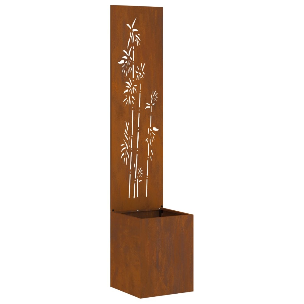 VidaXL Tuinplant met Decoratief Paneel Roestig 32 x 140 cm Cortenstaal