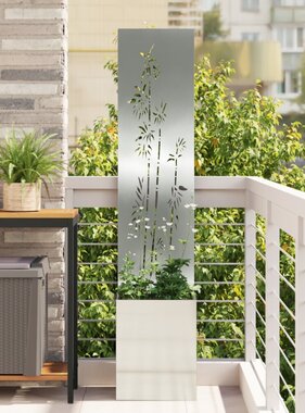VidaXL Tuinplant met Decoratief Paneel Zilver 32 x 140 cm