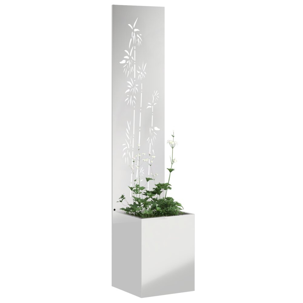 VidaXL Tuinplant met Decoratief Paneel Zilver 32 x 140 cm