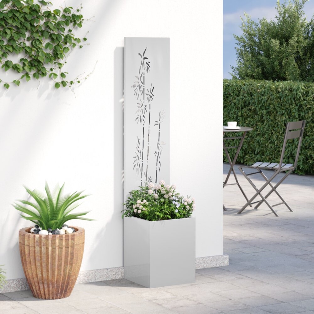 VidaXL Tuinplant met Decoratief Paneel Zilver 32 x 140 cm