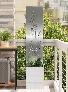 VidaXL Tuinplant met Decoratief Paneel Zilver 32 x 140 cm