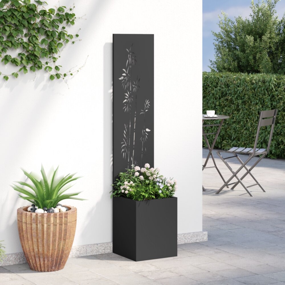 VidaXL Tuinplant met Decoratief Paneel Zwart 32 x 140 cm