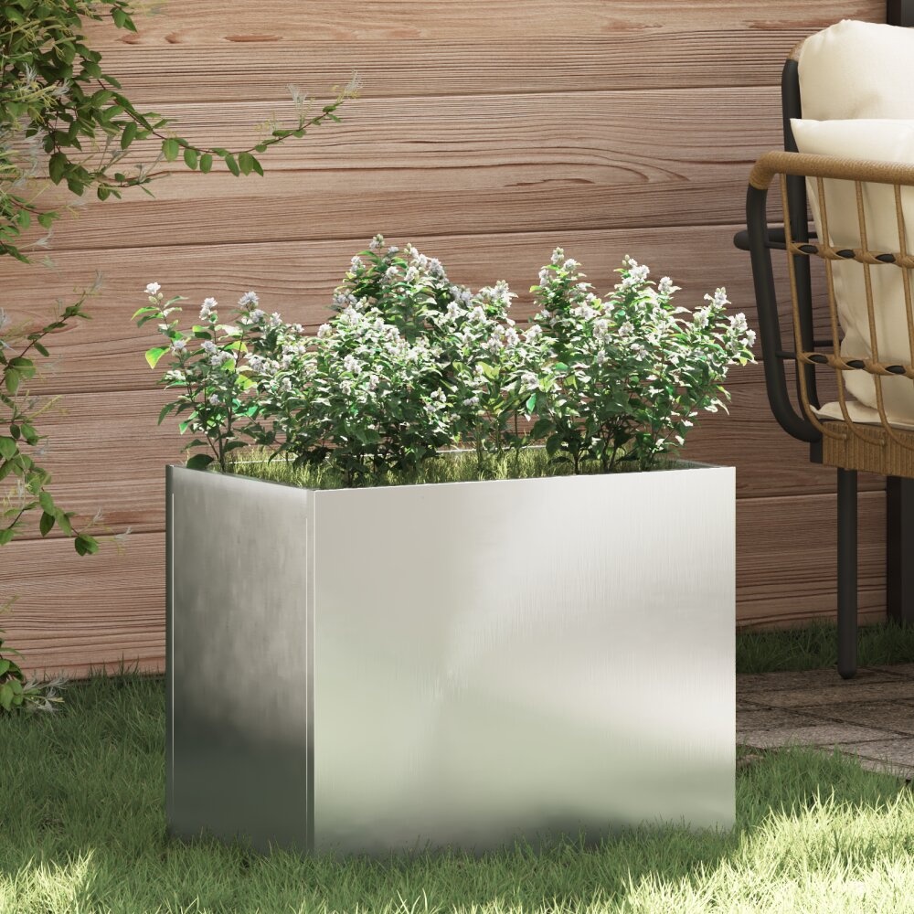 VidaXL Tuin Bloempot Zilver 50 x 32 x 40 cm Gegalvaniseerd staal