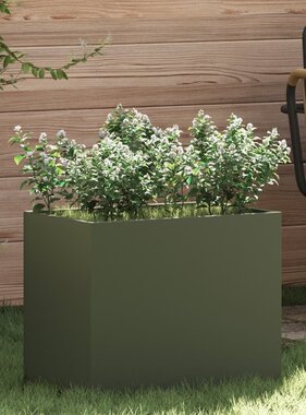 VidaXL Tuin Bloempot Olijfgroen 50 x 32 x 40 cm Koudgewalst staal