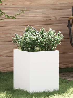 VidaXL Tuin Bloempot Wit 32 x 32 x 40 cm Koudgewalst staal