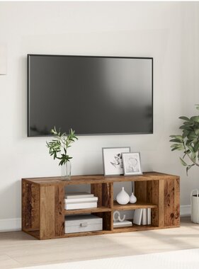 VidaXL TV-kast met plank Wandgemonteerd met opslag Oud hout 102 x 35 x 35 cm Bewerkt hout