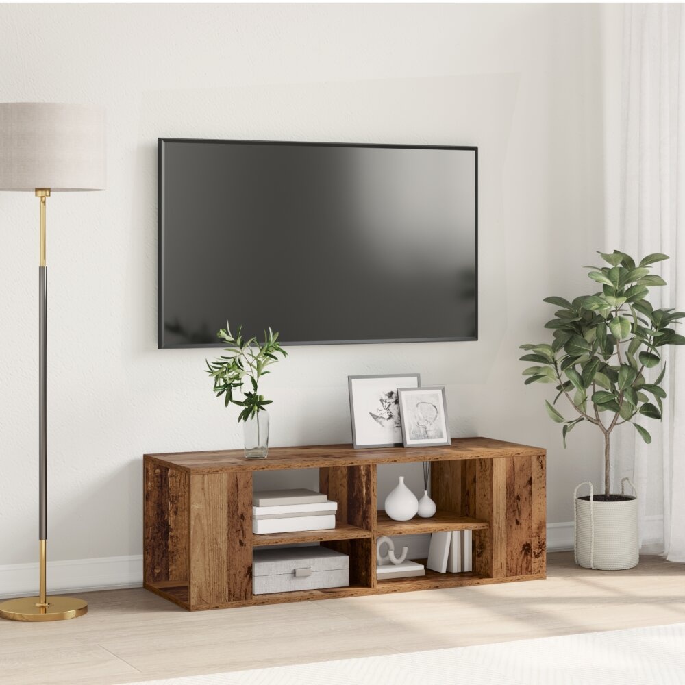 VidaXL TV-kast met plank Wandgemonteerd met opslag Oud hout 102 x 35 x 35 cm Bewerkt hout