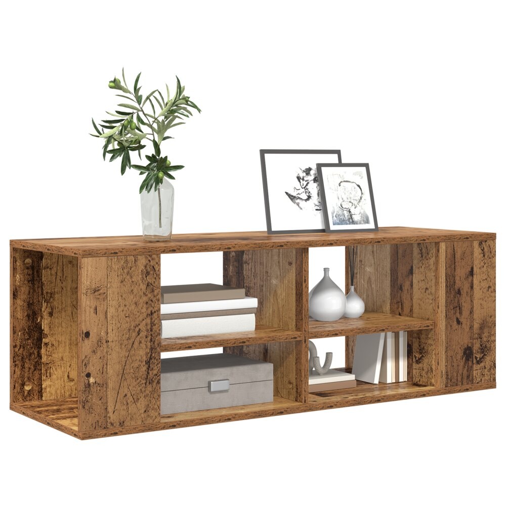 VidaXL TV-kast met plank Wandgemonteerd met opslag Oud hout 102 x 35 x 35 cm Bewerkt hout