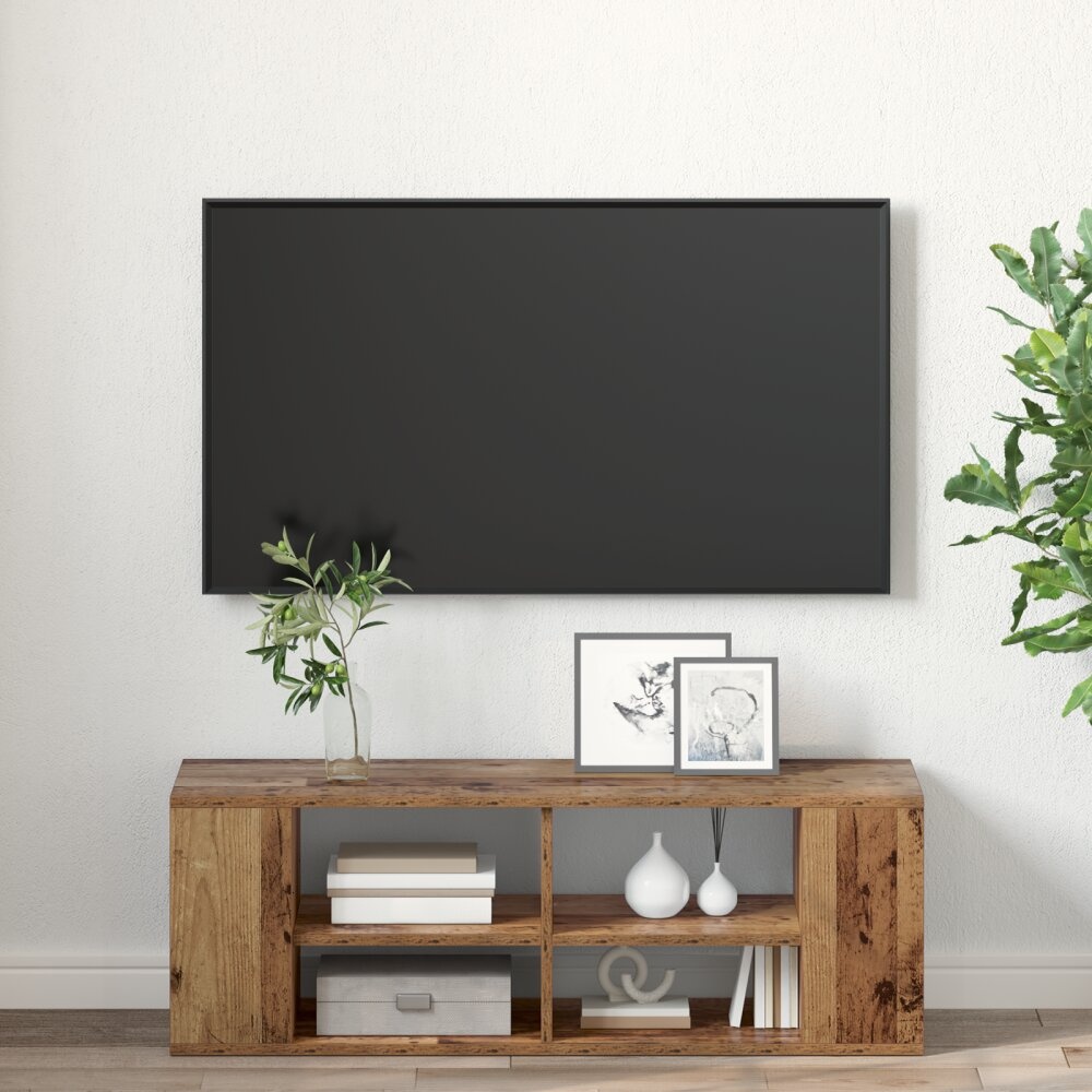 VidaXL TV-kast met plank Wandgemonteerd met opslag Oud hout 102 x 35 x 35 cm Bewerkt hout