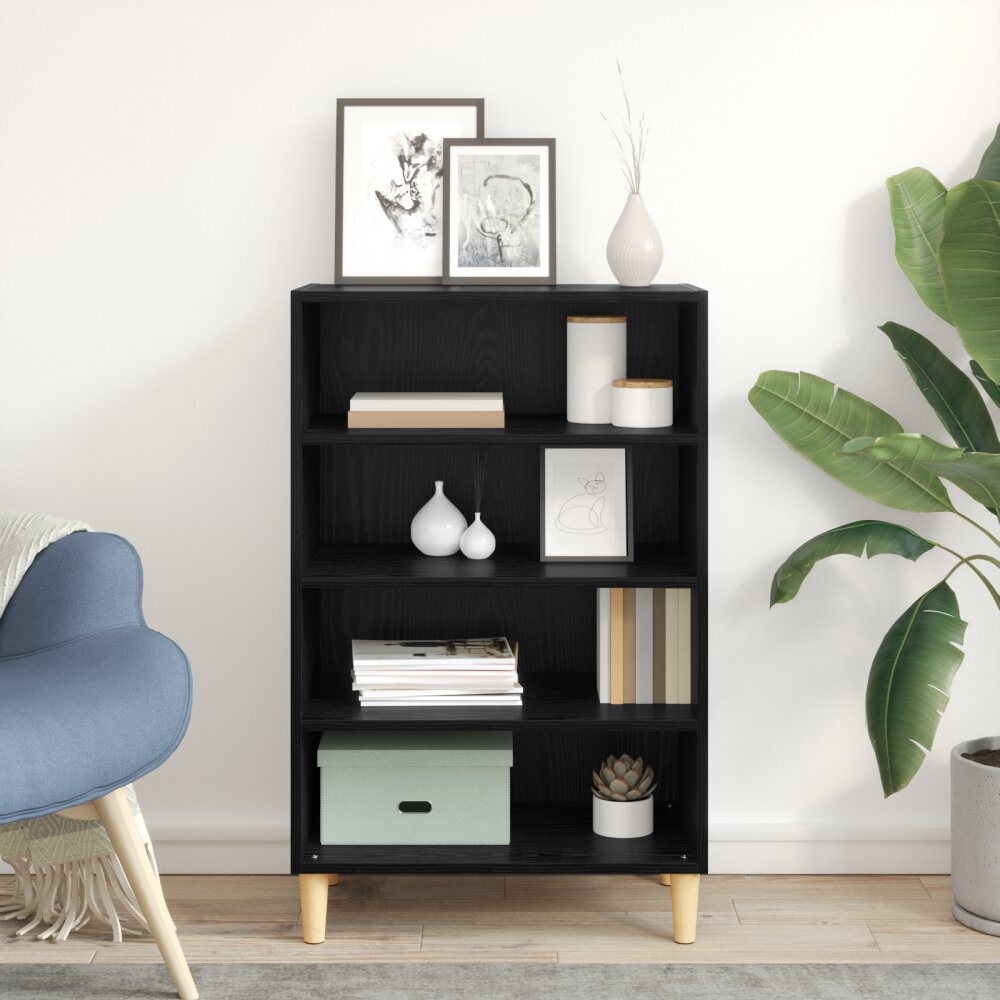 VidaXL Dressoir met plank Zwart eiken 57 x 35 x 90 cm Bewerkt hout