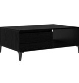 VidaXL Salontafel met plank met opslag met de deur Zwart eiken 90 x 60 x 35 cm Bewerkt hout