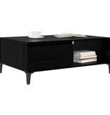 VidaXL Salontafel met plank met opslag met de deur Zwart eiken 90 x 60 x 35 cm Bewerkt hout