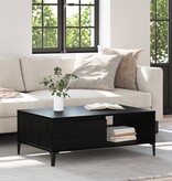 VidaXL Salontafel met plank met opslag met de deur Zwart eiken 90 x 60 x 35 cm Bewerkt hout