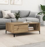 VidaXL Salontafel artisanaal eikenkleurig 90 x 60 x 35 cm Bewerkt hout