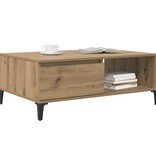 VidaXL Salontafel artisanaal eikenkleurig 90 x 60 x 35 cm Bewerkt hout