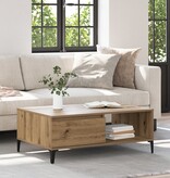 VidaXL Salontafel artisanaal eikenkleurig 90 x 60 x 35 cm Bewerkt hout