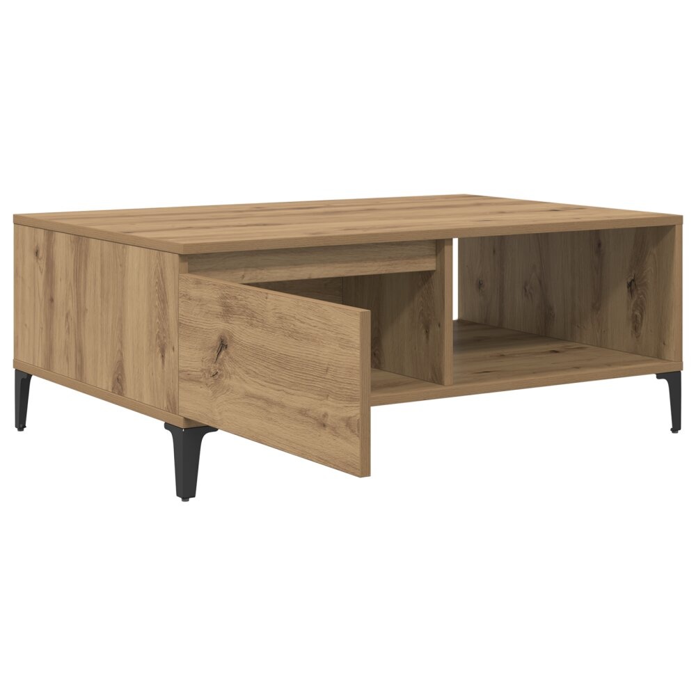 VidaXL Salontafel artisanaal eikenkleurig 90 x 60 x 35 cm Bewerkt hout