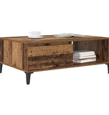 VidaXL Salontafel met plank met opslag met de deur Oud hout 90 x 60 x 35 cm Bewerkt hout