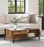 VidaXL Salontafel met plank met opslag met de deur Oud hout 90 x 60 x 35 cm Bewerkt hout