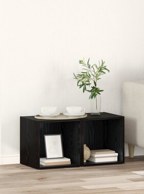 VidaXL TV-kast met opslag 2 pcs Zwart 37 x 35 x 37 cm Bewerkt hout