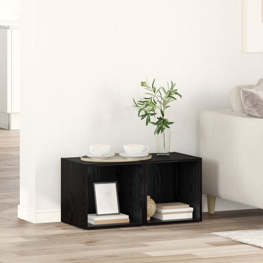 VidaXL TV-kast met opslag 2 pcs Zwart 37 x 35 x 37 cm Bewerkt hout