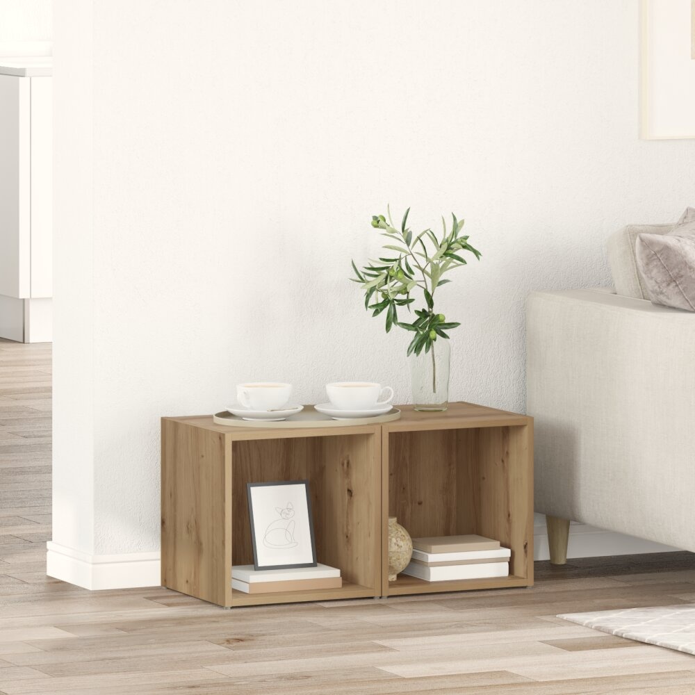 VidaXL TV-kast met opslag 2 pcs Bruin 37 x 35 x 37 cm Bewerkt hout