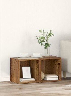 VidaXL TV-kast met opslag 2 pcs Bruin 37 x 35 x 37 cm Bewerkt hout