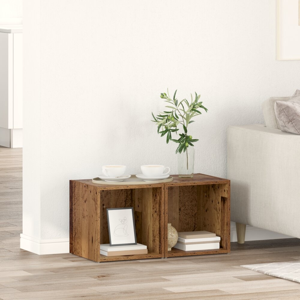 VidaXL TV-kast met opslag 2 pcs Bruin 37 x 35 x 37 cm Bewerkt hout