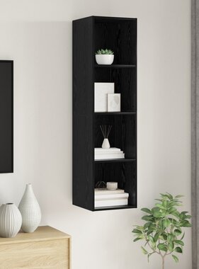VidaXL TV-kast met plank Zwart eiken 37 x 37 x 142.5 cm Bewerkt hout