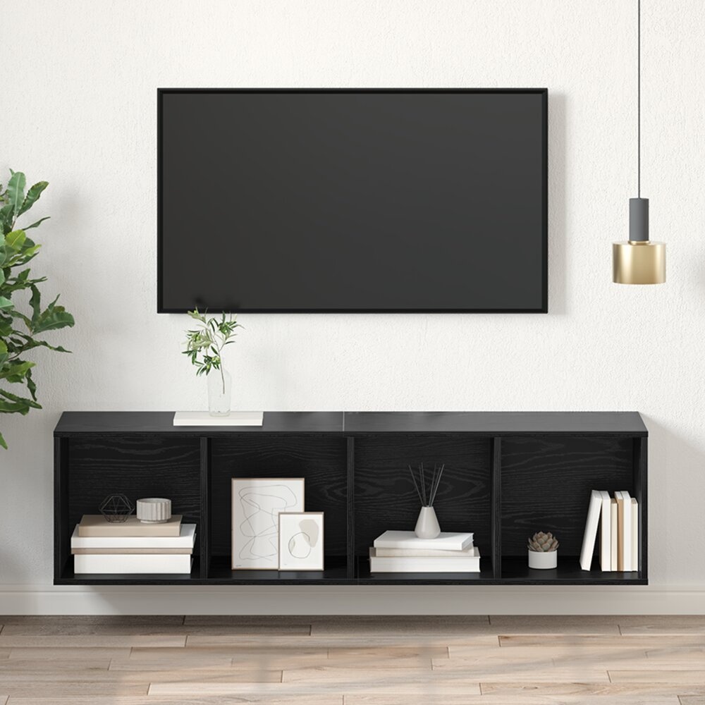 VidaXL TV-kast met plank Zwart eiken 37 x 37 x 142.5 cm Bewerkt hout