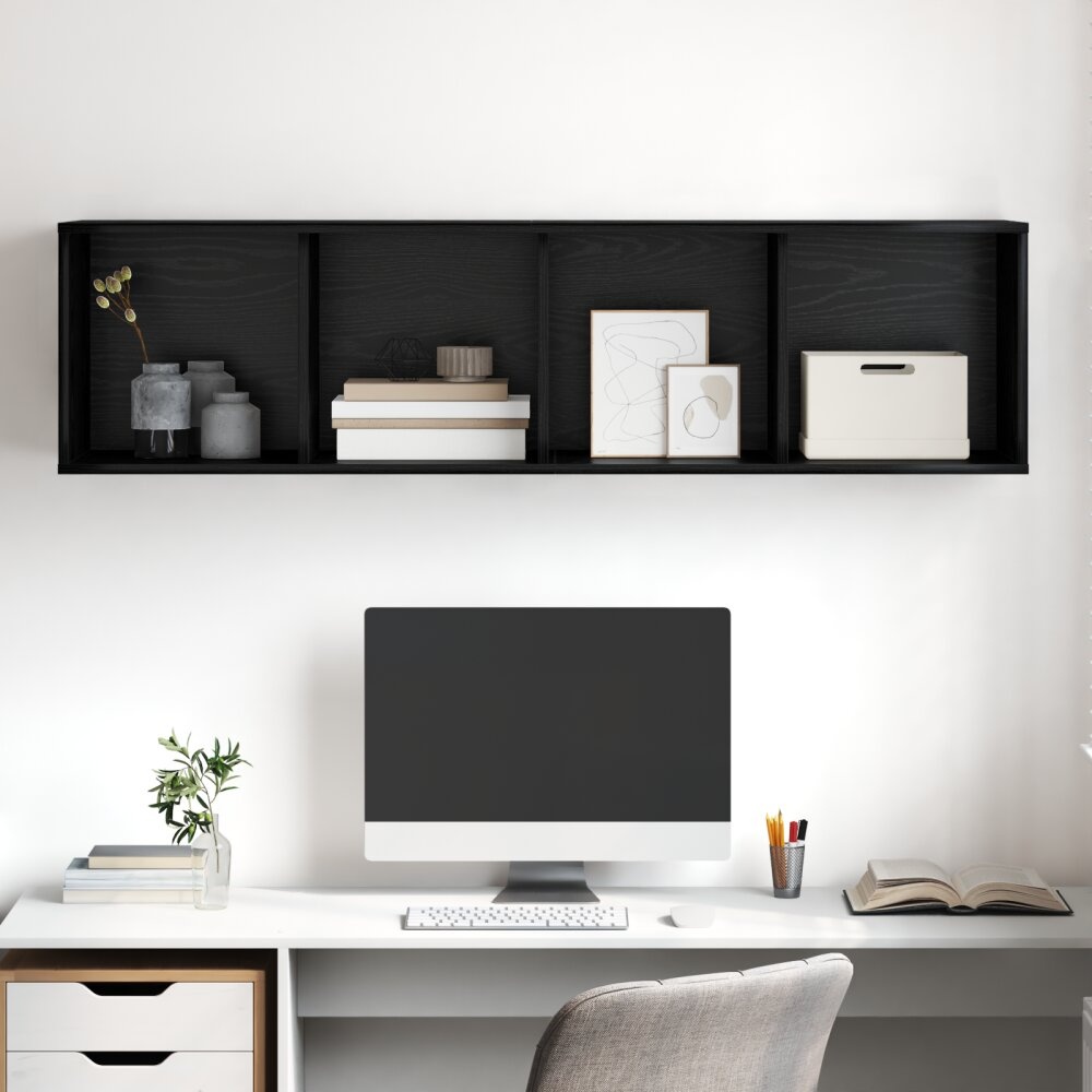 VidaXL TV-kast met plank Zwart eiken 37 x 37 x 142.5 cm Bewerkt hout