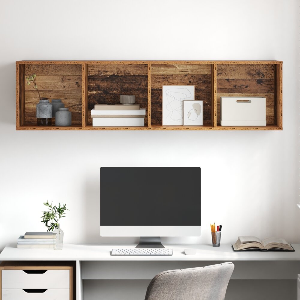 VidaXL TV-kast met plank Wandgemonteerd met opslag Oud hout 37 x 37 x 142.5 cm Bewerkt hout