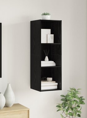 VidaXL TV-kast met plank Zwart eiken 37 x 37 x 107 cm Bewerkt hout