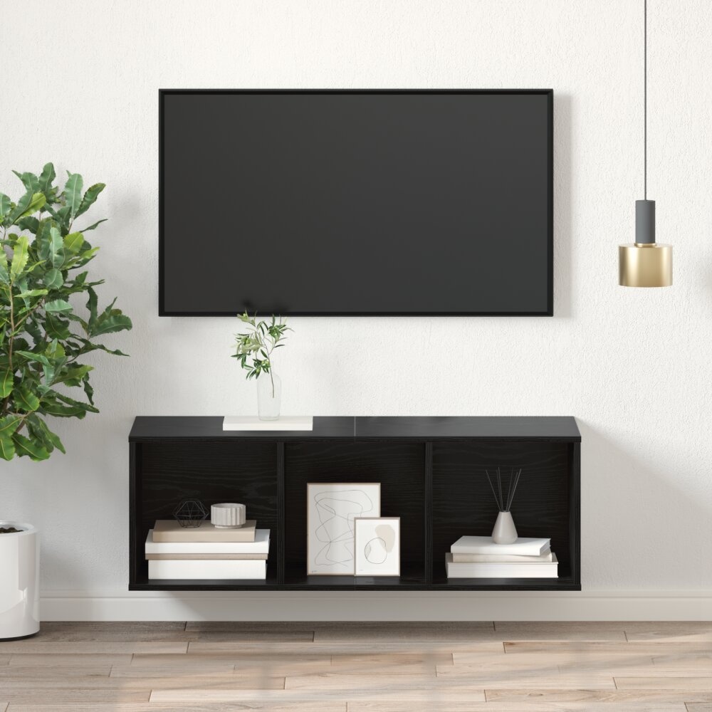 VidaXL TV-kast met plank Zwart eiken 37 x 37 x 107 cm Bewerkt hout