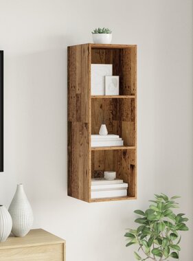 VidaXL TV-kast met plank Wandgemonteerd met opslag Oud hout 37 x 37 x 107 cm Bewerkt hout
