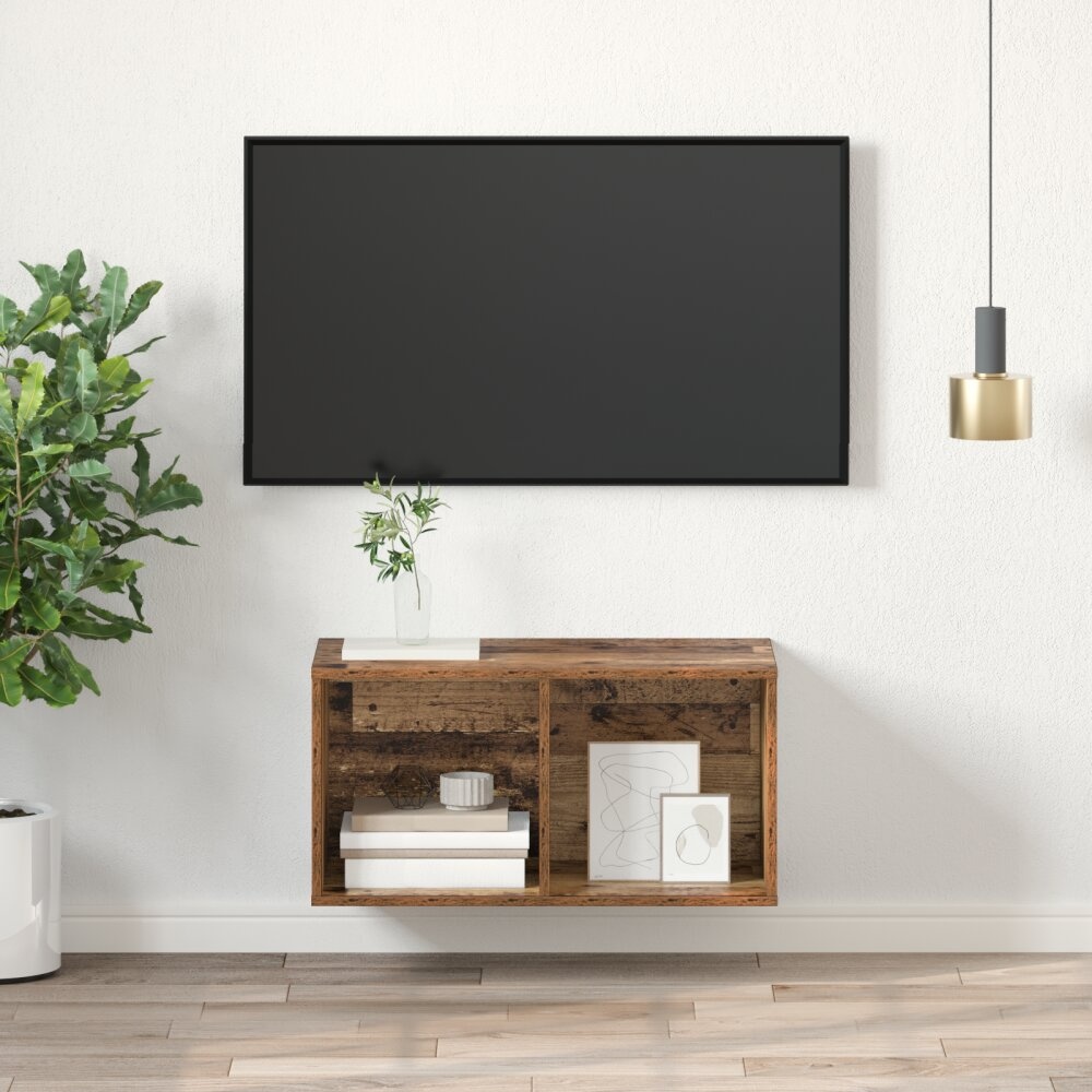 VidaXL TV-kast met plank Wandgemonteerd met opslag Oud hout 37 x 37 x 72 cm Bewerkt hout