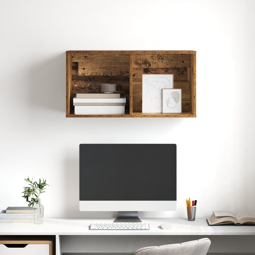 VidaXL TV-kast met plank Wandgemonteerd met opslag Oud hout 37 x 37 x 72 cm Bewerkt hout