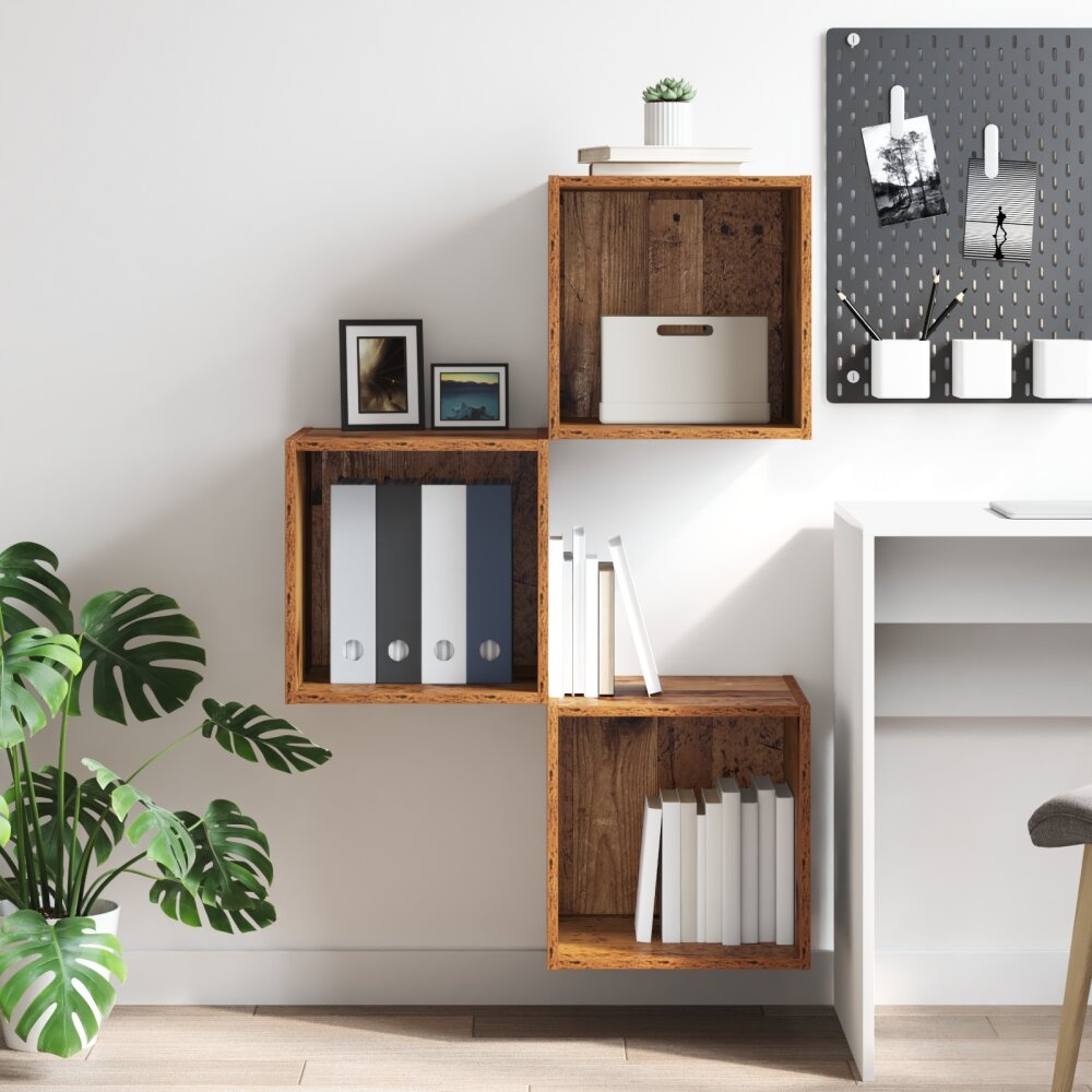 VidaXL Wandkast Oud hout 37 x 37 x 37 cm Bewerkt hout