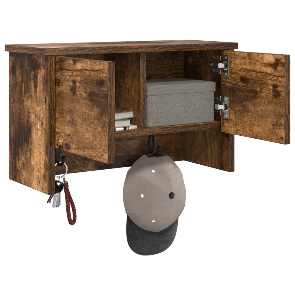 VidaXL Wandgemonteerde kapstok met plank Gerookt eiken 50 x 20 x 30 cm