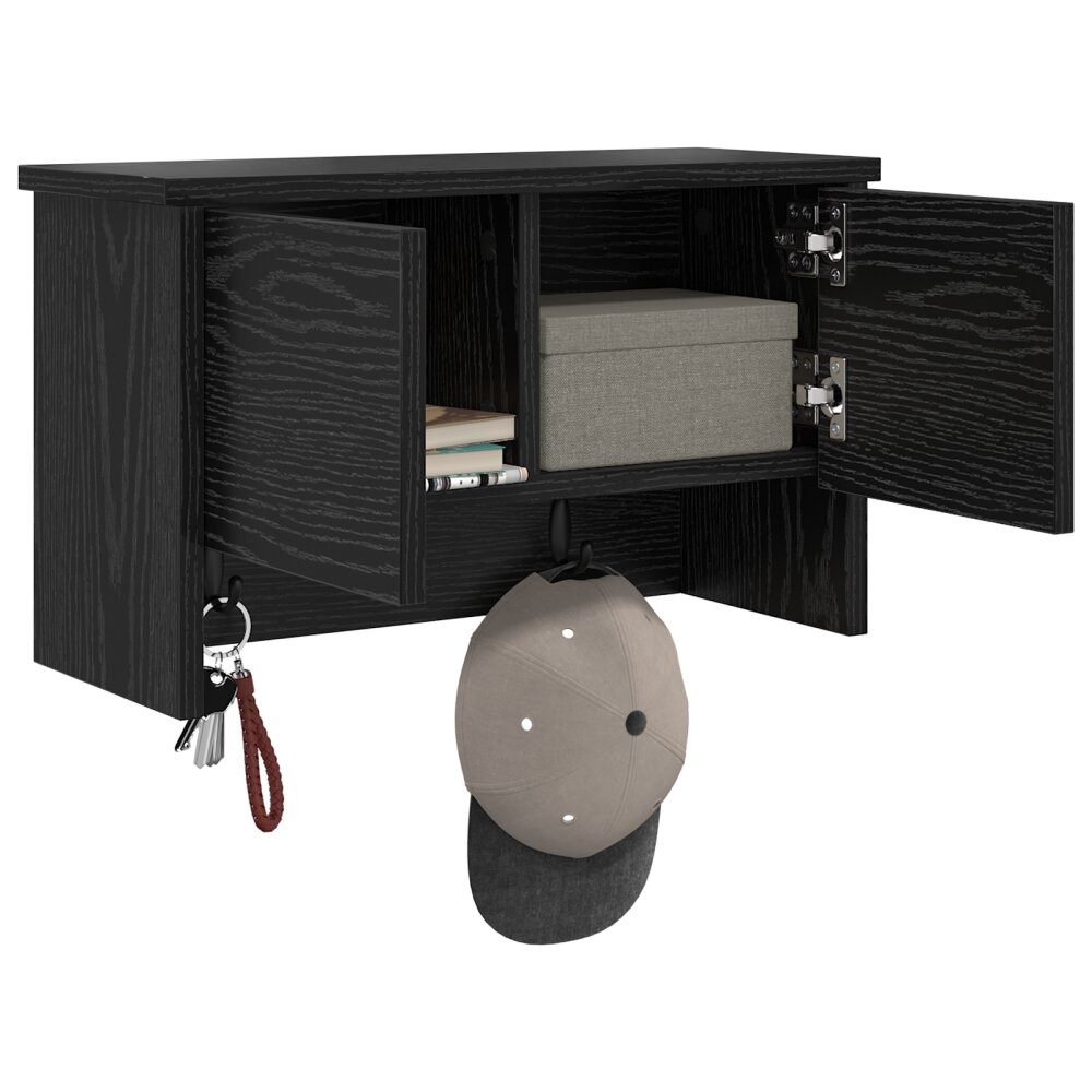 VidaXL Wandgemonteerde kapstok met plank Zwart eiken 50 x 20 x 30 cm