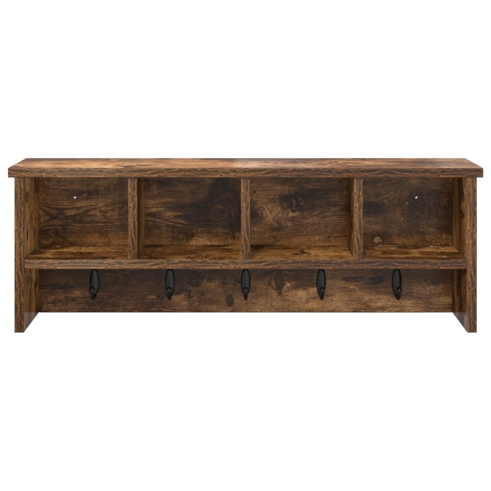 VidaXL Wandgemonteerde kapstok met plank Gerookt eiken 75 x 16 x 26 cm