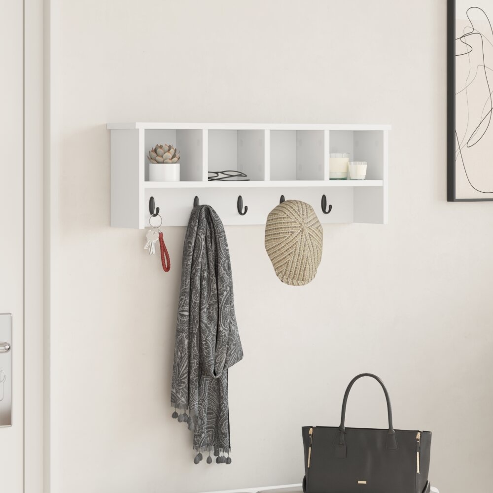 VidaXL Wandgemonteerde kapstok Wit 75 x 16 x 26 cm Bewerkt hout