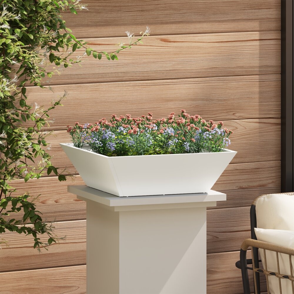 VidaXL Plastic Plantenbak 5 pcs Wit 50 x 50 x 15 cm Staal