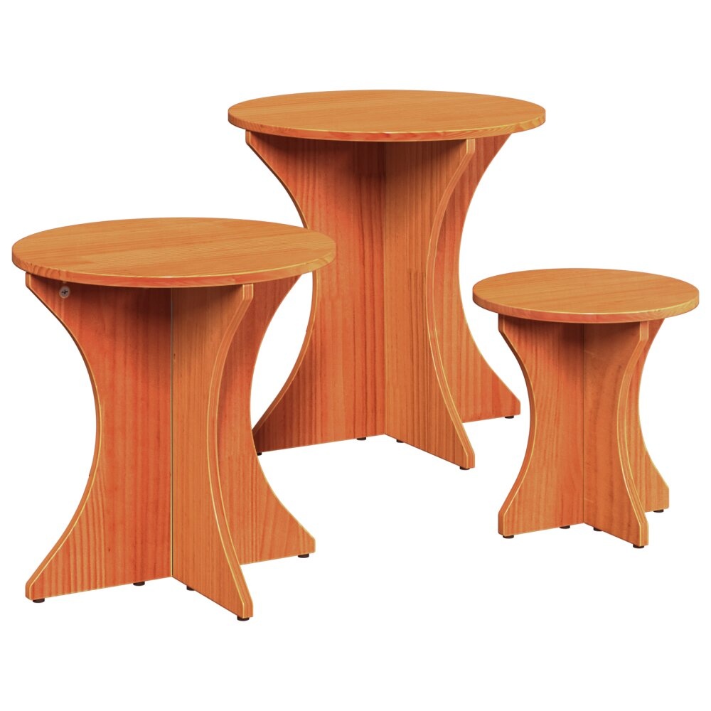 VidaXL Koffietafel Set 3 pcs Wasbruin 46 x 46 x 47 cm