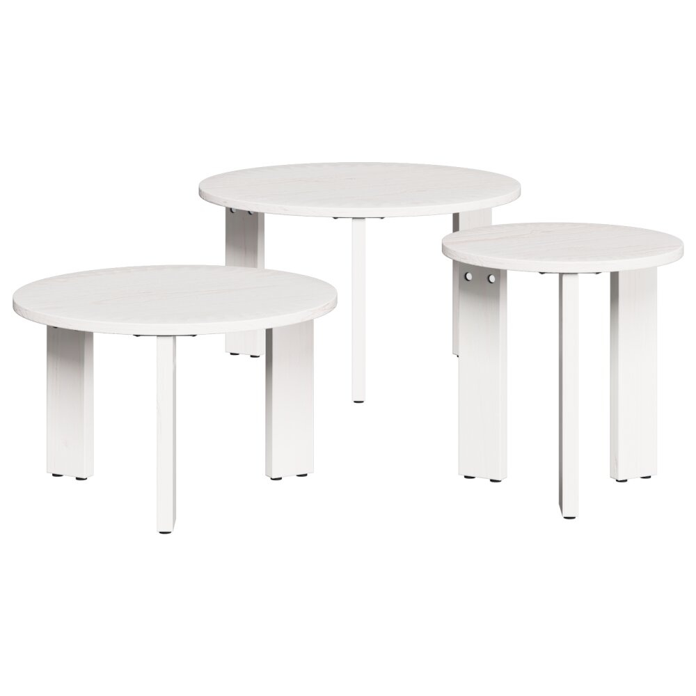 VidaXL Koffietafel Set 3 pcs Wit 47.5 x 47.5 x 27 cm