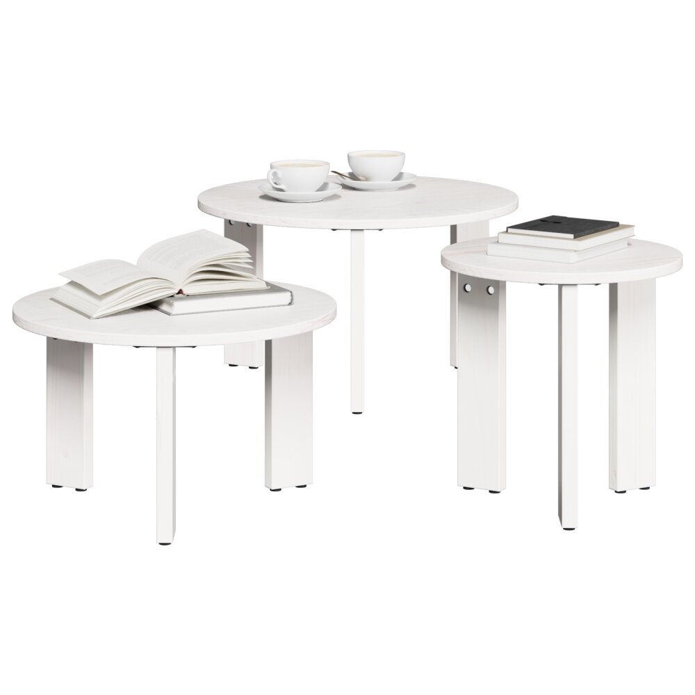 VidaXL Koffietafel Set 3 pcs Wit 47.5 x 47.5 x 27 cm