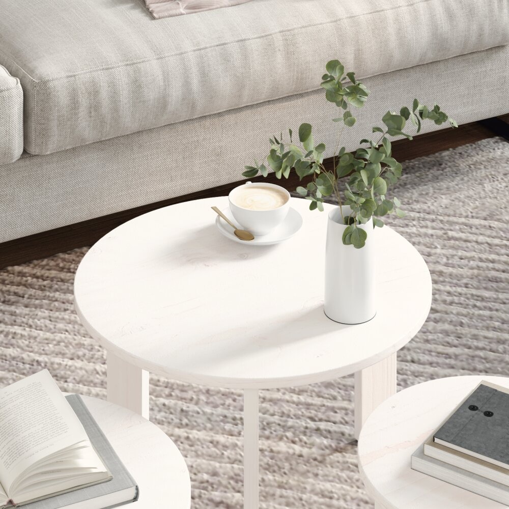 VidaXL Koffietafel Set 3 pcs Wit 47.5 x 47.5 x 27 cm