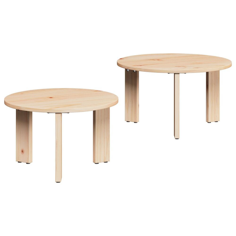 VidaXL Koffietafel Set 2 pcs Naturel 47.5 x 47.5 x 27 cm
